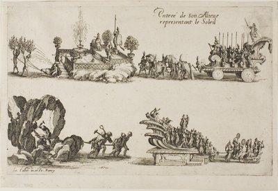 Entrada de Sua Alteza, Representando o Sol, de O Combate na Barreira de Jacques Callot