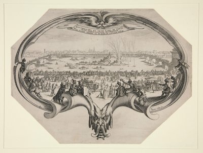 Festival dos tintureiros e tecelões de Florença, 25 de julho de 1619 no Arno. de Jacques Callot