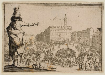 Festa na Piazza della Signoria em Florença, de «Os Caprichos» (edição florentina) de Jacques Callot