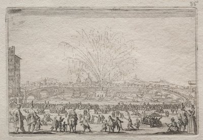 Fogos de artifício no Arno, c. 1622 de Jacques Callot