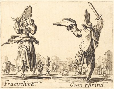 Fracischina e Gian Farina, c. 1622. de Jacques Callot