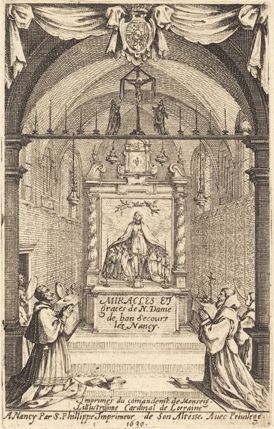 Frontispício dos Milagres e Graças de Nossa Senhora de "Bon-Secours-les-Nancy" de Jacques Callot