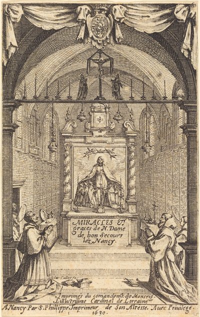 Frontispício para os Milagres e Graças de Nossa Senhora de "Bon-Secours-les-Nancy" de Jacques Callot