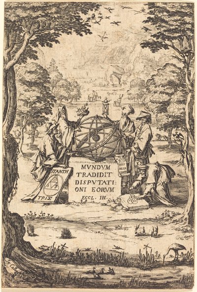 Frontispício para a Cosmologia Sagrada (Título com Astrólogos) de Jacques Callot