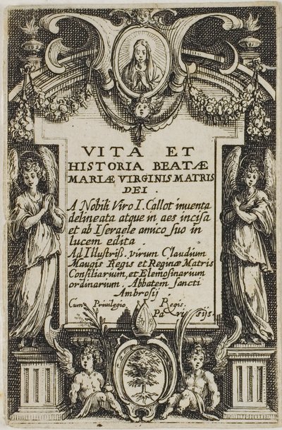 Frontispício, de A Vida da Virgem de Jacques Callot