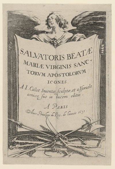 Frontispício, folha 1 da série «Jesus, os doze apóstolos e Maria» de Jacques Callot