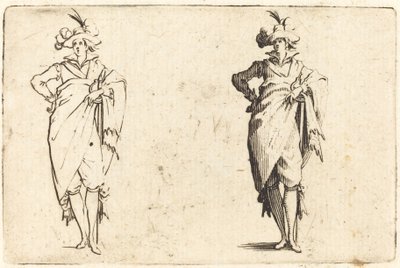 Cavalheiro visto de frente com a mão no quadril de Jacques Callot