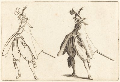 Cavalheiro no manto grande, vista frontal de Jacques Callot