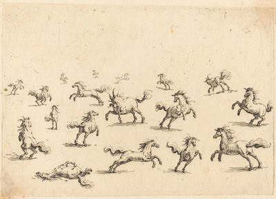Cavalos correndo de Jacques Callot