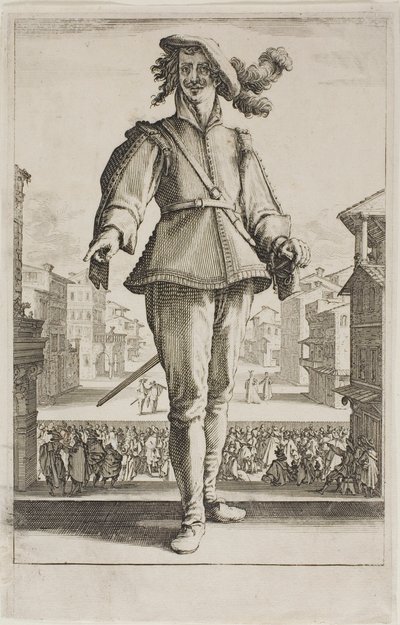 Caçando pássaros, de várias cenas projetadas em Florença de Jacques Callot