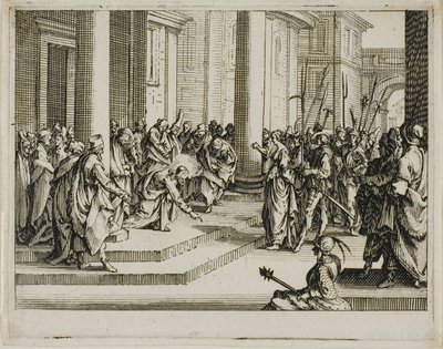 Jesus e a mulher adúltera, de O Novo Testamento de Jacques Callot