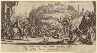 Transporte da cruz, prancha 6 da série «A Grande Paixão» de Jacques Callot