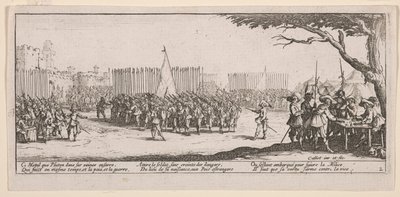 Inscrição das Tropas, ilustração de The Large Miseries of War de Jacques Callot