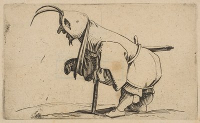 LEstropié au Capuchon O Mendigo Vestindo um Capuz, de Varie Figure Gobbi, suite appe ..., 1616-22. de Jacques Callot