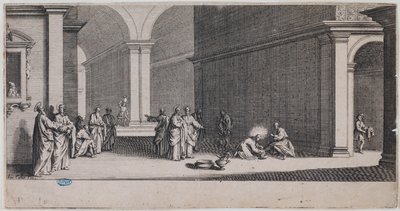 A Grande Paixão, O Lava-pés. Primeira estampa de uma série de 7 estampas (Lieure 281, Meaume 12) de Jacques Callot