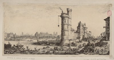 A torre de Nesle e vista da Pont-Neuf de Jacques Callot