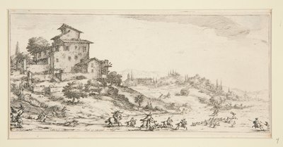 La chasse au cerf (Caça ao Cervo perto da Mansão), de Paisagens para Giovanni de Medici de Jacques Callot