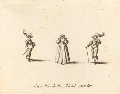 Senhora vista de trás, e dois cavalheiros de Jacques Callot
