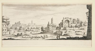 Paisagem com grandes edifícios de Jacques Callot