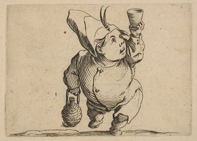 Le Beveur vu de Face O bebedor visto de frente, de Varie Figure Gobbi, suit ..., 1616-22. de Jacques Callot