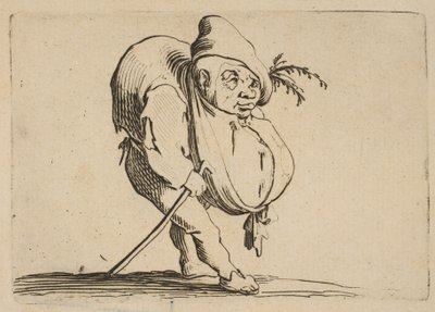 Le Bossu à La Canne O corcunda com uma bengala, de Varie Figure Gobbi, continuação ..., 1616-22. de Jacques Callot