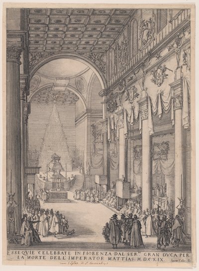 O catafalco do imperador Matias, também chamado O pequeno pregador, A capela funerária de Florença e Réquiem do imperador Matias de Jacques Callot