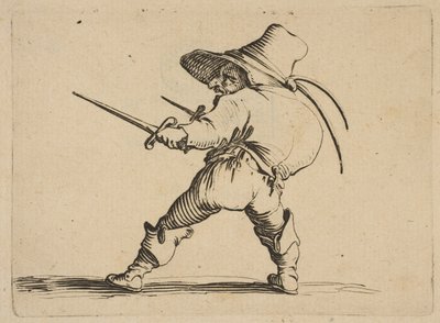 Le Dueliste a Lépée et au Poignard O Duelista com uma Espada e Daggar, de Varie ..., 1616-22. de Jacques Callot