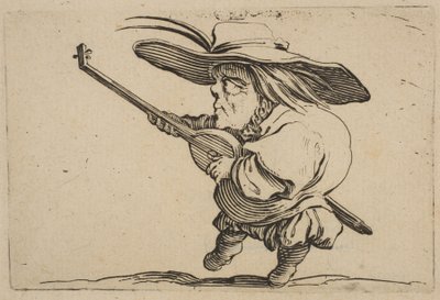 Le Joeuer de Luth O alaúde, de Varie Figure Gobbi, suíte também chamada Les B ..., 1616-22. de Jacques Callot