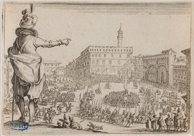 Os caprichos, Uma festa na Piazza della Signoria em Florença. Quadragésimo sexto número da série de 50 gravuras feitas em Nancy (Lieure 473, Meaume 859) de Jacques Callot