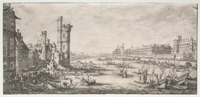 As duas excelentes vistas de Paris: Vista do Louvre, 1628-1630. de Jacques Callot