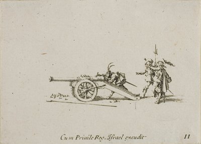 Carregando o Canon, placa onze dos Exercícios Militares de Jacques Callot