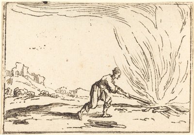 Homem assistindo a um incêndio de Jacques Callot