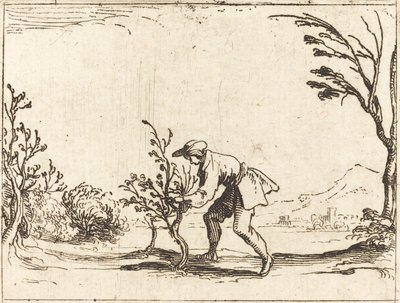 Homem cortando uma árvore de bálsamo de Jacques Callot