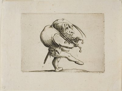 Homem tocando um grill como violino, de Varie Figure Gobbi de Jacques Callot