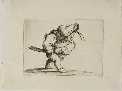 Homem se preparando para sacar sua espada, de Varie Figure Gobbi de Jacques Callot