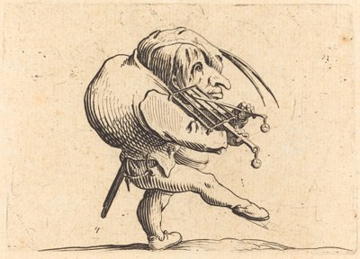 Homem raspando uma grelha de Jacques Callot