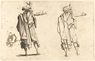 Homem visto de trás com o braço direito estendido de Jacques Callot