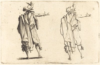 Homem visto de trás com o braço direito estendido de Jacques Callot