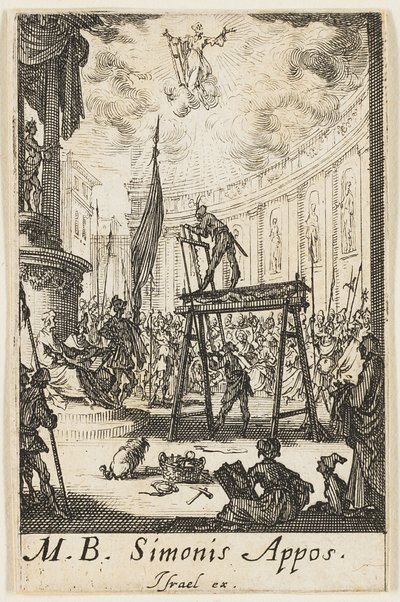 Martírio de São Simão, placa dez de Os Martírios dos Apóstolos de Jacques Callot