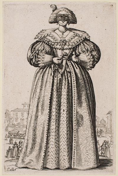 Senhora mascarada, da série "A Nobreza de Lorena". de Jacques Callot