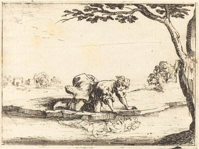 Narciso olhando na água, 1628. de Jacques Callot