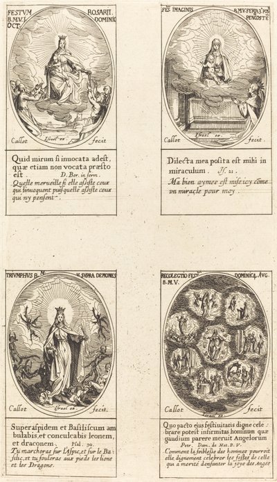 Nossa Senhora do Rosário; Virgem e Menino Aparecendo em uma Nuvem; Virgem Triunfante; Reu de Jacques Callot