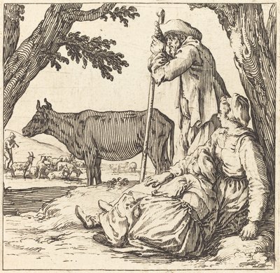 Casal camponês com vaca de Jacques Callot