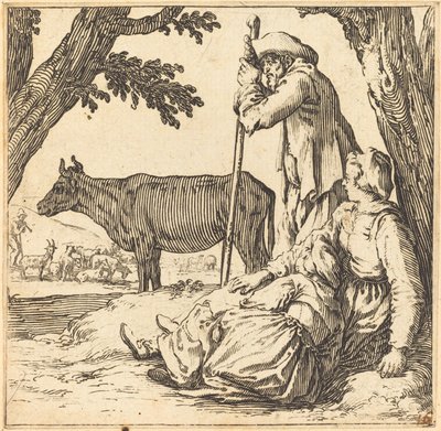 Casal camponês com vaca de Jacques Callot