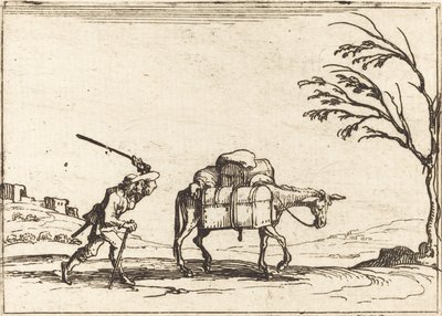 Camponês chicoteando seu burro de Jacques Callot