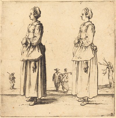 Mulher camponesa, de perfil, de frente para a esquerda de Jacques Callot