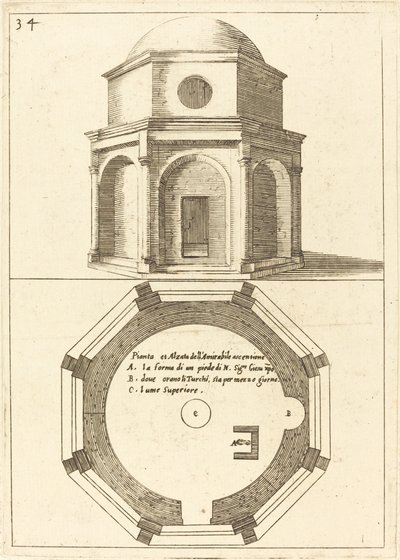 Plano e Elevação da Igreja da Ascensão de Jacques Callot