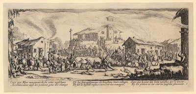 Saque e incêndio de uma aldeia, estampa 7 da série «As misérias da guerra» de Jacques Callot