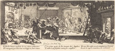 Saqueando uma grande casa de fazenda de Jacques Callot