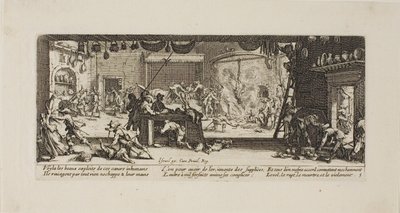Pilhagem de uma grande quinta, prato cinco de As misérias da guerra de Jacques Callot